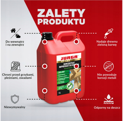 Impregnat WOODPROOF WIĘŹBA dachowa drewno konstruk.1:9 ZIELONY 5 l JURGA