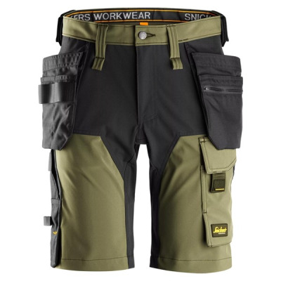 6175 Krótkie spodenki Snickers Stretch model AllroundWork w kolorze Khaki/Green