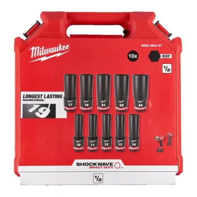 MILWAUKEE ZESTAW NASADEK UDAROWYCH 1/2 DEEP set-10pc