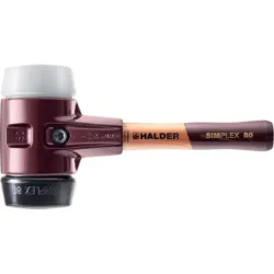 Młotek brukarski Simplex 80 mm – gumowa i superplastikowa końcówka, krótki trzonek Halder 3027.082