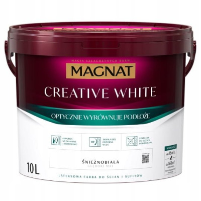 Farba lateksowa Magnat creative - śnieżnobiała mat 10l