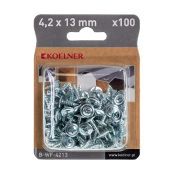 Wkręt do metalu z łbem płaskim ocynkowany 4,2x13mm (100szt.) KOELNER (B-WF-4213)
