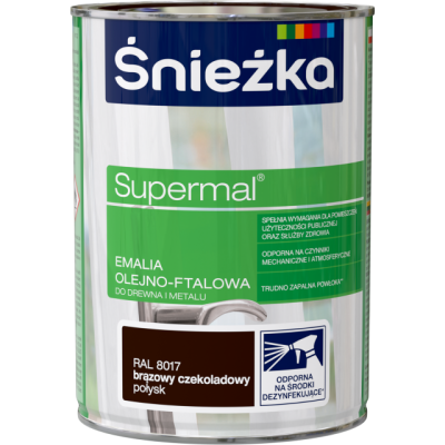 ŚNIEŻKA SUPERMAL FTALOWA BRĄZ CZEKOLADOWY POŁYSK 0,8L
