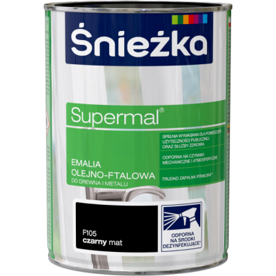Supermal Emalia Olejno-Ftalowa - czarny mat 0,8l