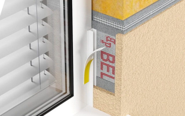 Listwa PVC dylatacyjna przyokienna 3mm z siatką 3m ZŁOTY DĄB