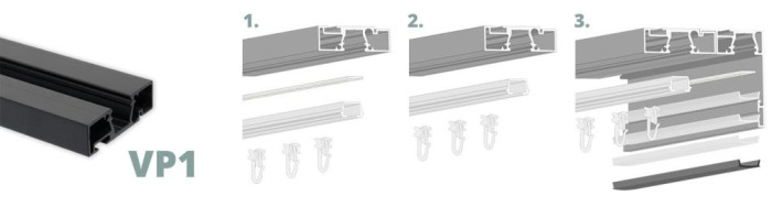 VP1 Profil karniszowy 2m, czarny RAL9005.