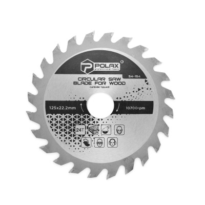 Brzeszczot Polax do drewna z końcówkami węglikowymi 125x22,2/20, 24T (54-154)