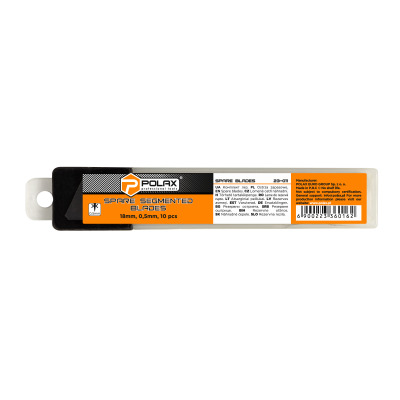 Zestaw ostrzy segmentowych Polax 18 mm, 0,5 mm, 10 szt. (23-011)