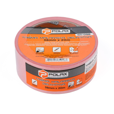 Malarska taśma klejąca Polax z papierem ryżowym Delikatna 38 mm x 20 m (101-098)